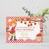 Herfst herfst Apple Pick Red Hair Birthday Kaart (Staand voorkant)