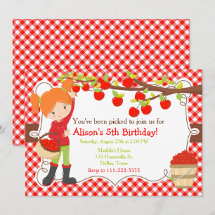 Herfst herfst Apple Pick Red Hair Birthday Kaart