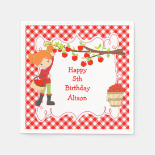 Herfst herfst Apple Pick Red Hair Birthday Servet