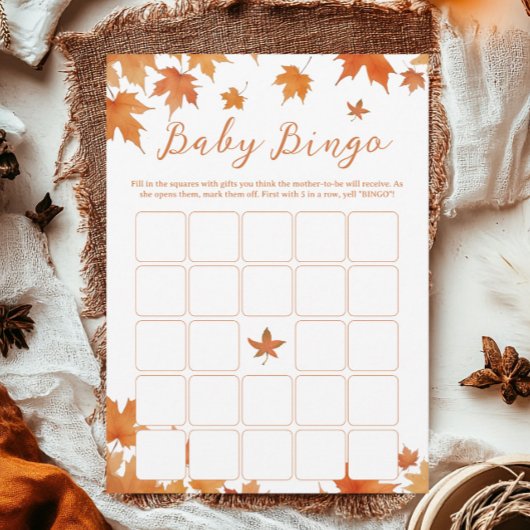 Herfst Herfst Baby shower Bingo Game Kaart