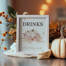 Herfst Herfst Baby shower Drinken Teken Poster