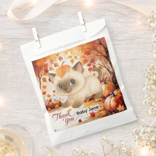 Herfst Herfst Baby shower voor kattenliefhebbers Bedankzakje (Geknipt)