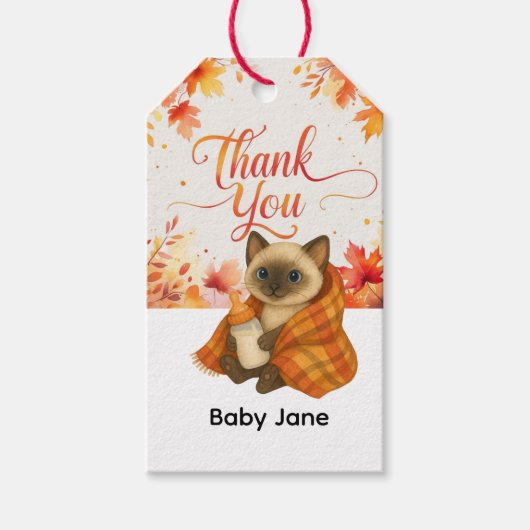 Herfst Herfst Baby shower voor kattenliefhebbers Cadeaulabel (Voorkant)