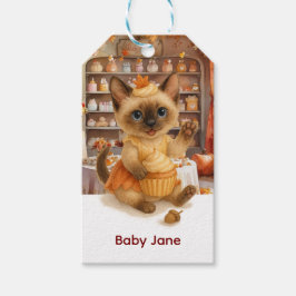 Herfst Herfst Baby shower voor kattenliefhebbers Cadeaulabel