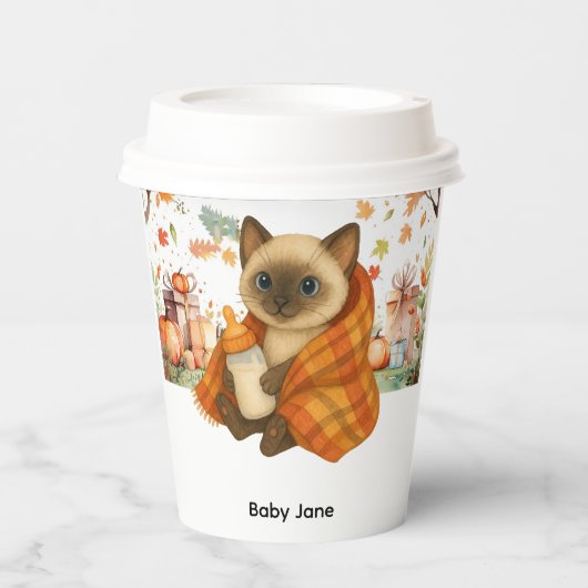 Herfst Herfst Baby shower voor kattenliefhebbers Papieren Bekers (Voorkant)