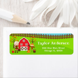 Herfst herfst Barnyard Verjaardag Blond Haar Meisj Etiket