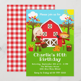 Herfst herfst Barnyard Verjaardag Blond Haar Meisj Kaart