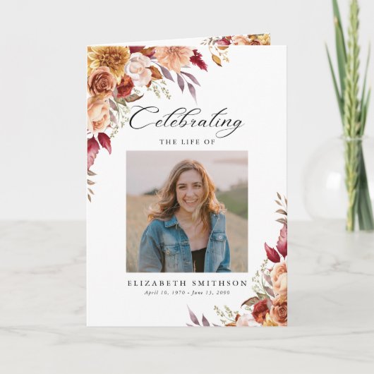 Herfst Herfst Begrafenisprogramma Foto Order of Se Programma (Voorkant)