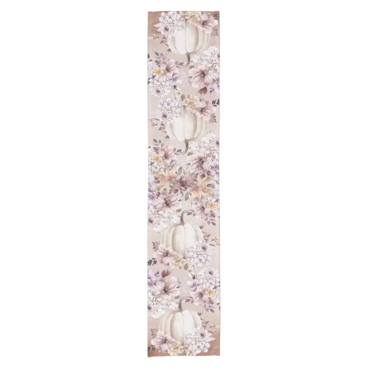 Herfst herfst beige pompoenen chrysanten korte tafelloper (Voorkant)