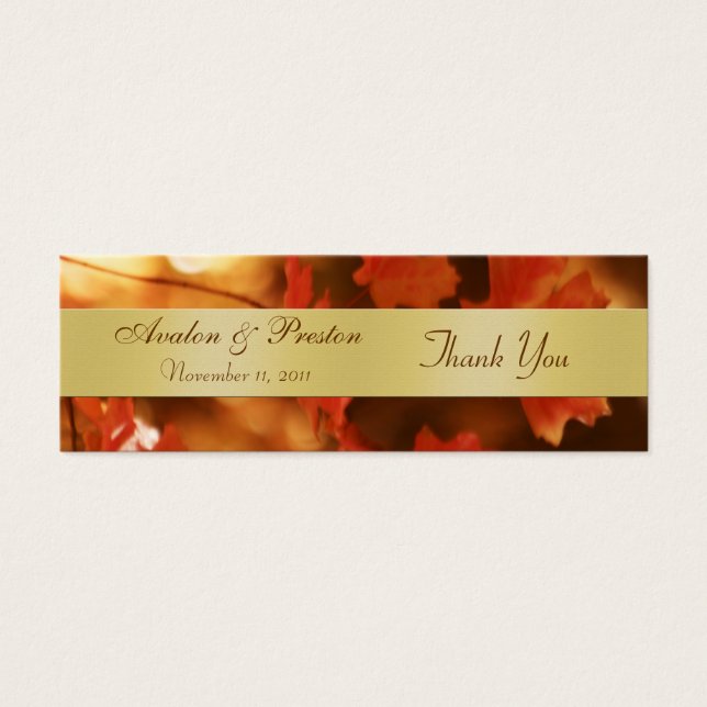 Herfst Herfst Blad Goud Bruiloft Favor Label Mini Visitekaartjes (Voorkant)