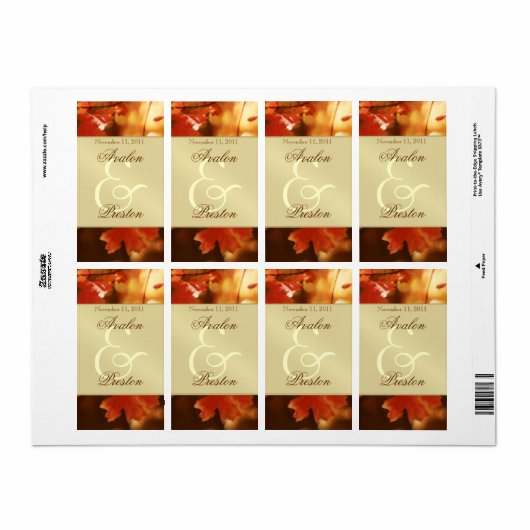 Herfst Herfst Blad Goud Wijn Bruiloft Label (Full Sheet)