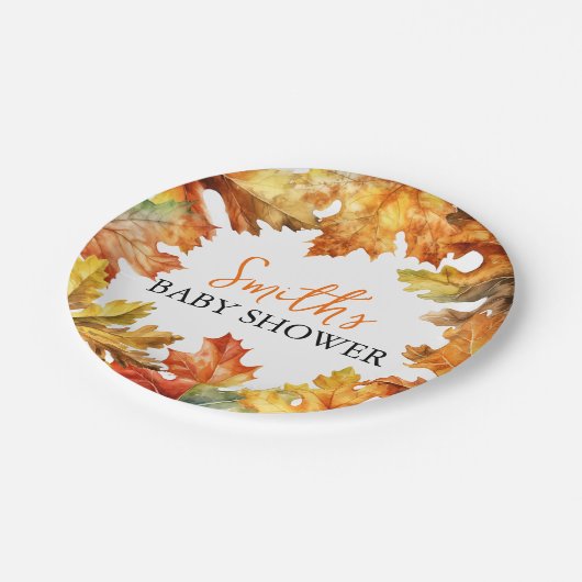 Herfst herfst bladeren Baby shower Papieren Bordje (Gekanteld)