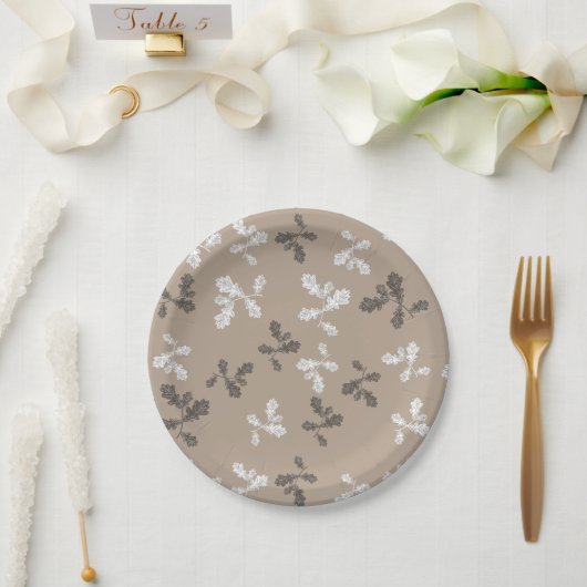 Herfst Herfst bladeren bruin patroon Papieren Bordje (Huwelijk)