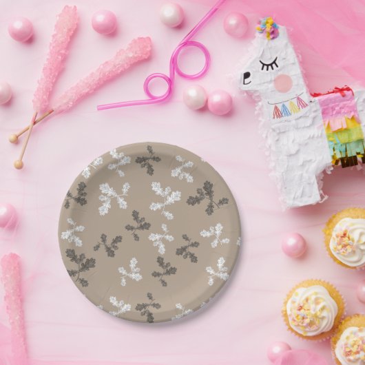 Herfst Herfst bladeren bruin patroon Papieren Bordje (Feest)