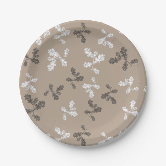 Herfst Herfst bladeren bruin patroon Papieren Bordje (Voorkant)