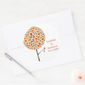 Herfst herfst bladeren grillige Pop boom bruiloft Ronde Sticker (Envelop)