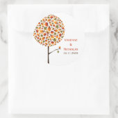 Herfst herfst bladeren grillige Pop boom bruiloft Ronde Sticker (Tas)