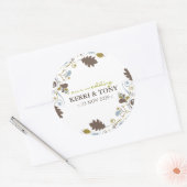 Herfst herfst bladeren loof wervelingen rustieke b ronde sticker (Envelop)