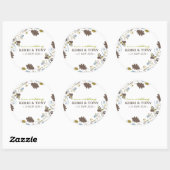 Herfst herfst bladeren loof wervelingen rustieke b ronde sticker (Vel)