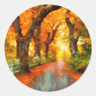 Herfst/Herfst/Bladeren/natuur Ronde Sticker