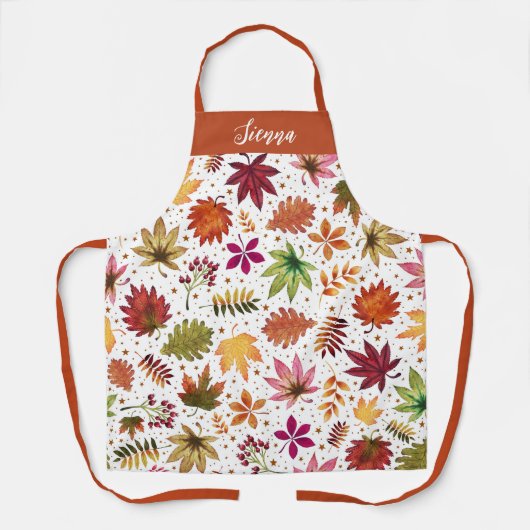 Herfst Herfst Bladeren Oogst Thanksgiving Naam Schort (Voorkant)