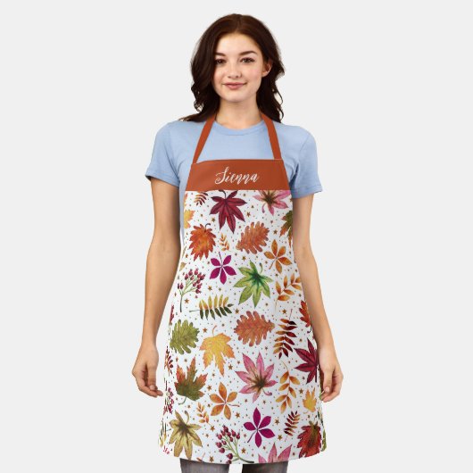 Herfst Herfst Bladeren Oogst Thanksgiving Naam Schort (Gedragen)