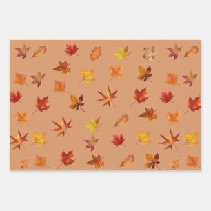 Herfst Herfst bladeren Patroon met 3 kleuren achte Inpakpapier Vel