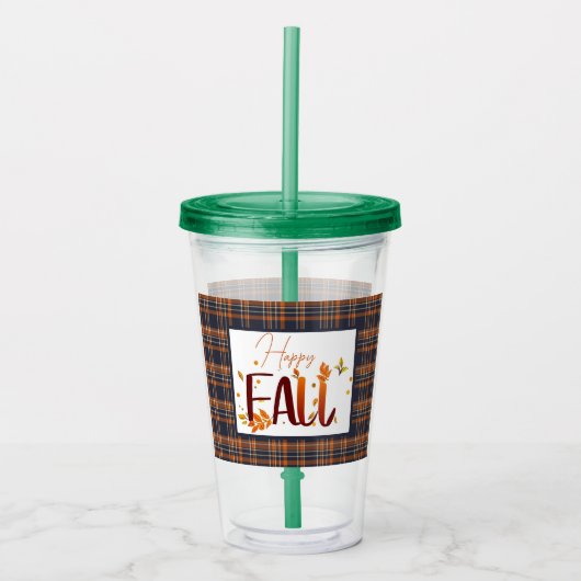 Herfst/Herfst/Bladeren/Plaid Acryl Drinkbeker (Voorkant)