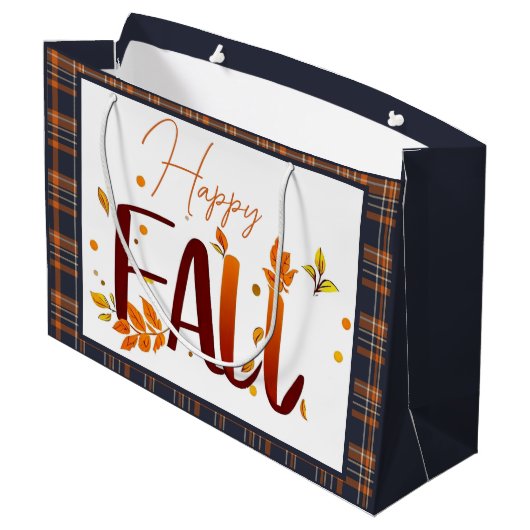 Herfst/herfst/bladeren/plaid Groot Cadeauzakje (Achterkant Gekanteld)