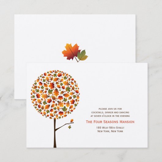 Herfst herfst bladeren Pop boom bruiloft receptie Kaart (Voorkant / Achterkant)