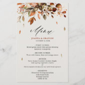 Herfst herfst bladeren rustiek land bruiloft menu (Achterkant)