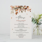 Herfst herfst bladeren rustiek land bruiloft menu (Staand voorkant)
