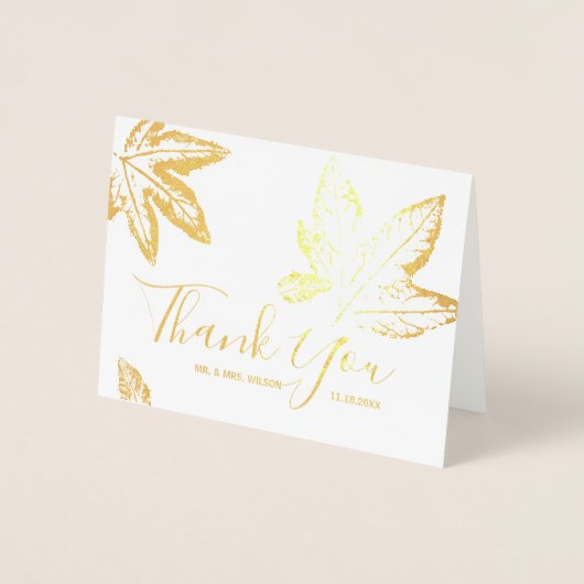 Herfst herfst bladeren | Rustieke bruiloft dank u  Folie Kaarten (Voorkant)