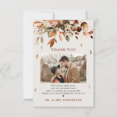 Herfst herfst bladeren rustieke land foto bruiloft bedankkaart (Voorkant)