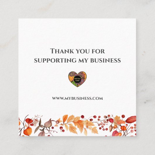 Herfst Herfst bladeren Sinaasappel rood Vierkante Visitekaartje (Achterkant)