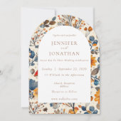 Herfst Herfst Blauw Seizoensgebonden Huwelijksuitn Kaart (Voorkant)