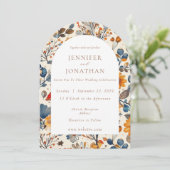 Herfst Herfst Blauw Seizoensgebonden Huwelijksuitn Kaart (Staand voorkant)