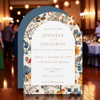 Herfst Herfst Blauw Seizoensgebonden Huwelijksuitn Kaart