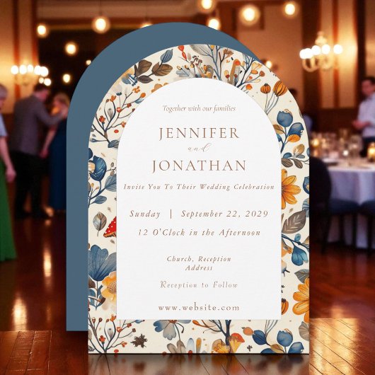 Herfst Herfst Blauw Seizoensgebonden Huwelijksuitn Kaart