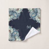 Herfst Herfst Blauw Waterverf Pompoen Rustieke Nav Bad Handdoek (Wasdoekje)