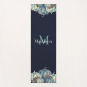 Herfst Herfst Blauw Waterverf Pompoen Rustieke Nav Yogamat (Voorkant)