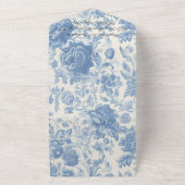 Herfst Herfst Blauw wit Bloemen bruiloft All In One Uitnodiging (Buitenkant)