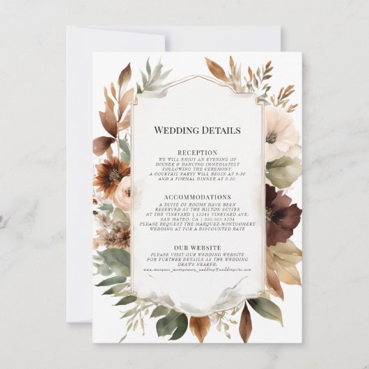 Herfst Herfst bloemblaadje gedempt bruiloft Detail Kaart (Voorkant)