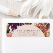 Herfst/Herfst Bloemblad Krans Roze Retour Adres Etiket (Insitu)