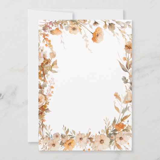 Herfst Herfst Bloemen Baby shower Kaart (Achterkant)