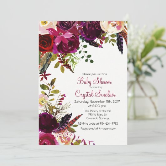 Herfst Herfst Bloemen Baby shower Uitnodiging (Staand voorkant)