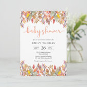 Herfst Herfst bloemen Baby shower Uitnodiging (Staand voorkant)
