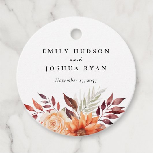 Herfst Herfst Bloemen Boho Bruiloft Bedankjes Labels (Voorkant)