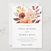 Herfst Herfst Bloemen Boho Bruiloft Kaart (Voorkant)