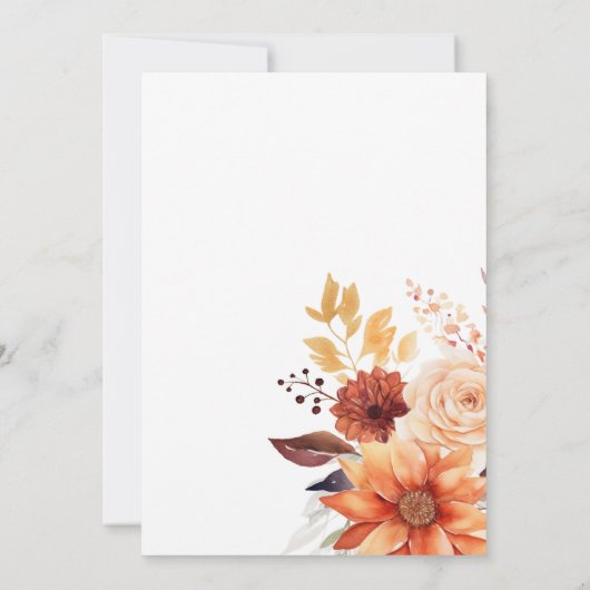 Herfst Herfst Bloemen Boho Bruiloft Kaart (Achterkant)